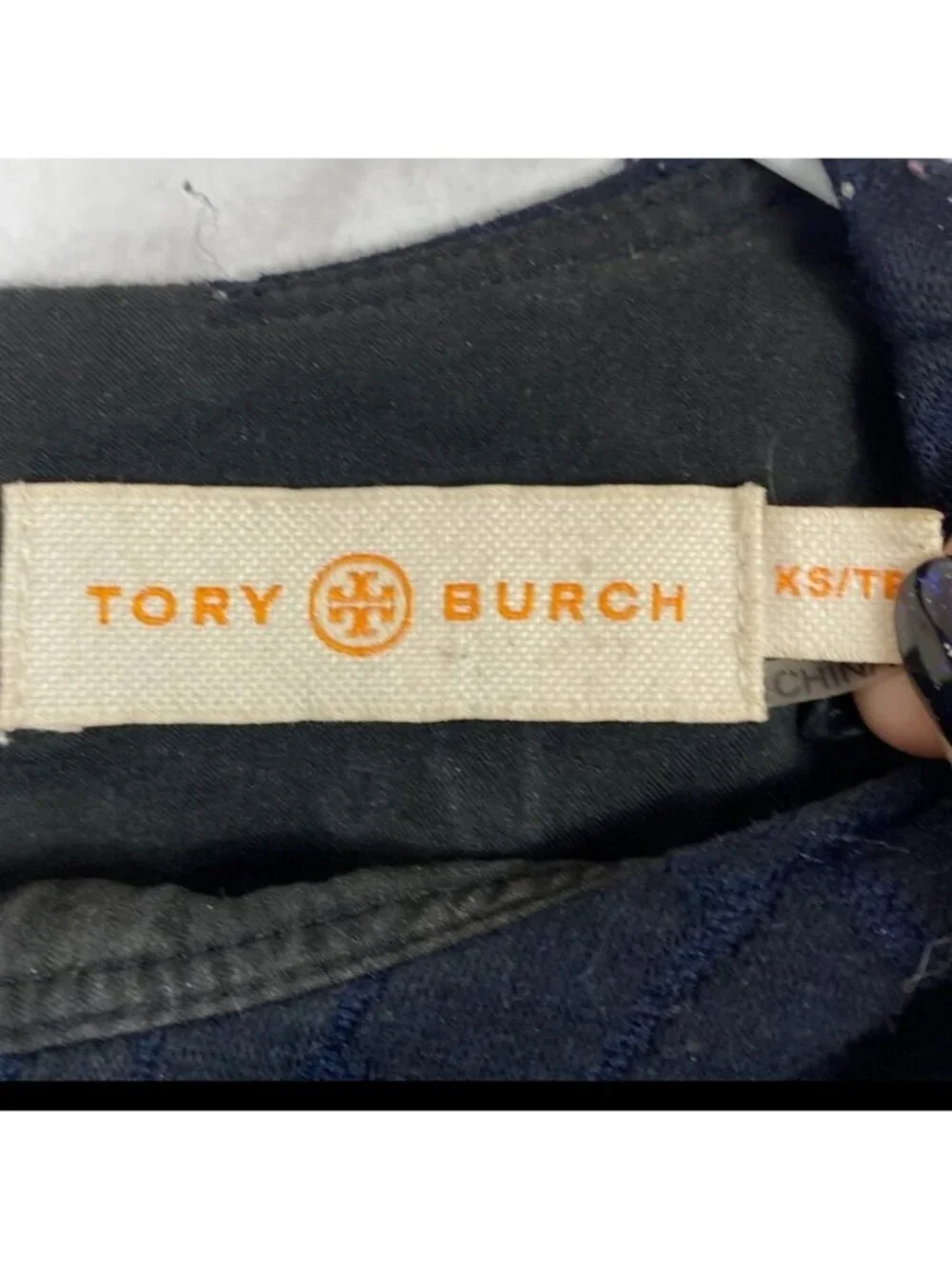 Tory Burch Jacquard Flounce Dress - Navy and Black